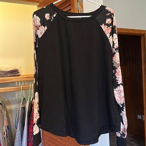 Long sleeve shirt with floral print arms
